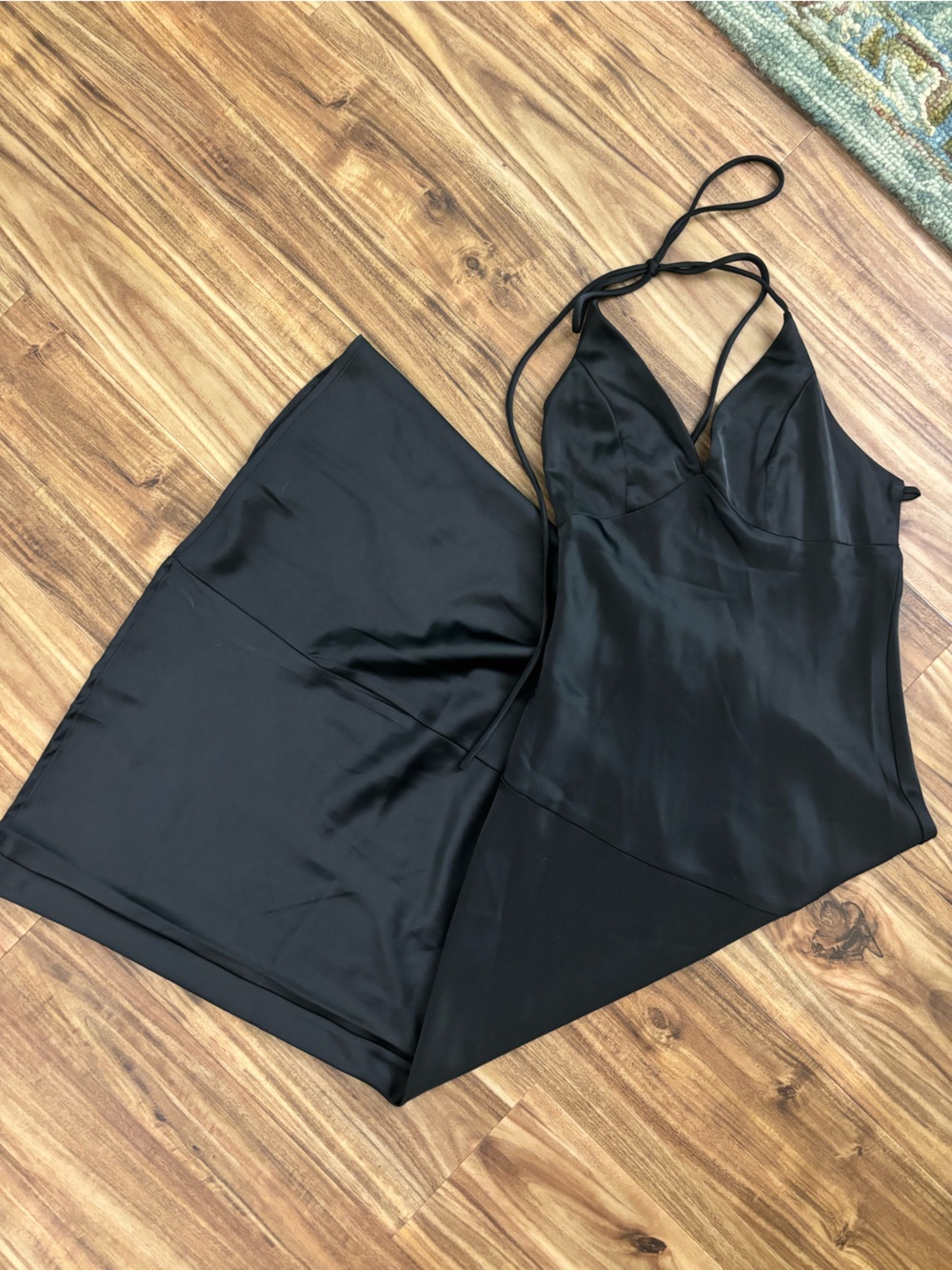 Peppermayo Black Satin Halter Dress